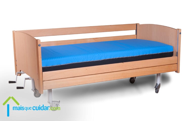 Cama hospitalar manual com colchão visco premium