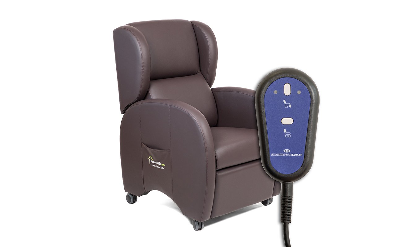 Poltrona hospitalar elétrica em pele sintética fácil de limpar.