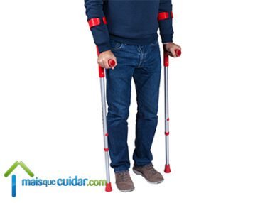canadianas com aro móvel com haste integral em vermelho para adultos
