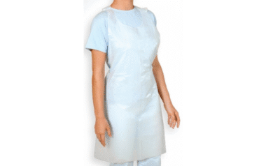 Avental branco descartável e impermeável